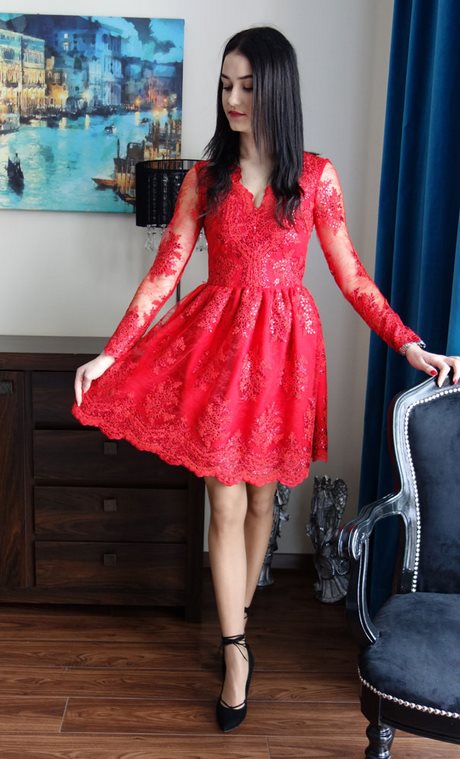 czerwona-koronkowa-rozkloszowana-sukienka-65_13 Czerwona koronkowa rozkloszowana sukienka