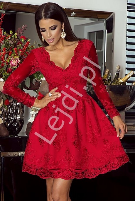 czerwona-koronkowa-rozkloszowana-sukienka-65_3 Czerwona koronkowa rozkloszowana sukienka