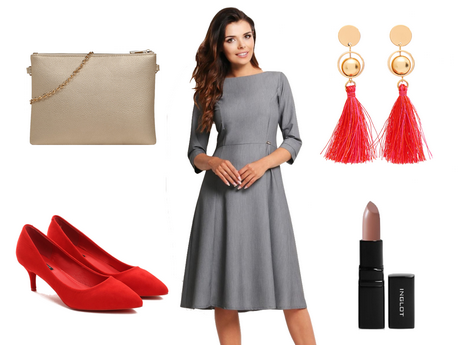 szara-sukienka-i-czerwone-dodatki-05 Szara sukienka i czerwone dodatki