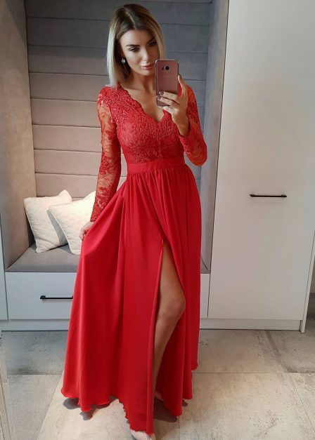 czerwona-dluga-sukienka-na-wesele-53 Czerwona długa sukienka na wesele