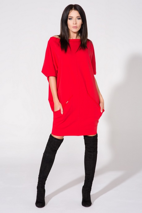 czerwona-sukienka-dzianinowa-18_19 Czerwona sukienka dzianinowa