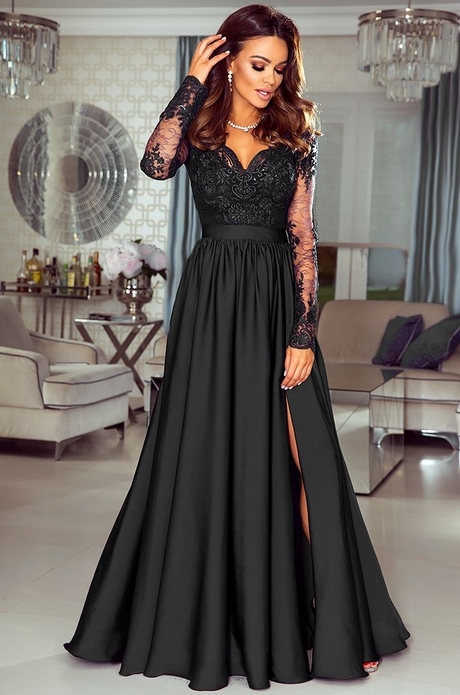 czarna-dluga-suknia-studniowkowa-53 Czarna długa suknia studniówkowa