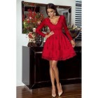 Czerwona rozkloszowana sukienka z koronki